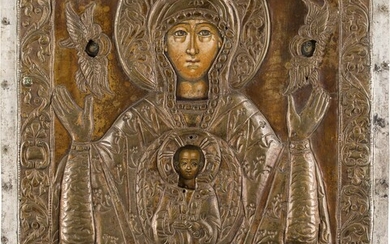 AN ICON SHOWING THE MOTHER OF GOD OF THE SIGN...