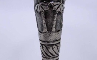 AN INDIAN SILVER POSY VASE