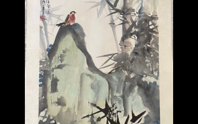 佚名 彩墨画 竹鸟图 ANONYMOUS CHINESE INK AND COLOR PAINTING BIRDS AND BAMBOO