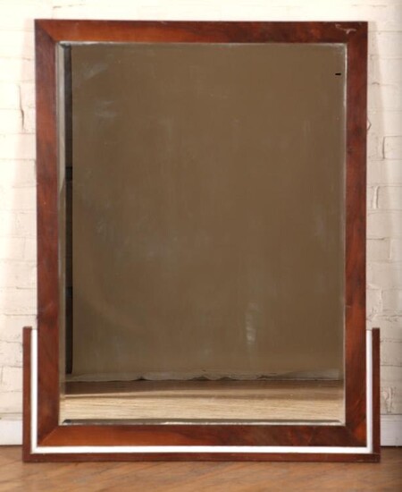 ART DECO WALNUT FRAME MIRROR BEVELED GLASS C.1930