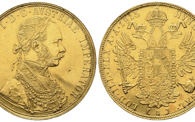 AUTRICHE. François-Joseph (1848-1816). 4 ducats 1915. Au titre 986 (39,50 mm - 13,96 g). Ex...