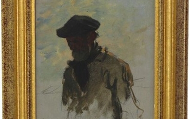 Achille GRANCHI-TAYLOR (1857-1921) "Fisherman's bust", mixed technique on cardboard, studio background, unsigned, 24 x 16 cm