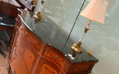 Adam Style Marble Top Cabinet, Lamps