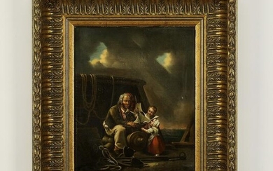 After William Mulready O/c, sailor and children