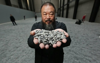 Ai Weiwei 34 hand painted, porcelain sunflower