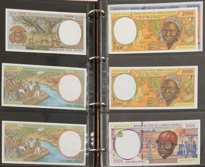 Album banknotes Afrika including Central African Republic, Central African States,...