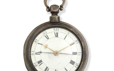 Alexander Mitchelson, London. A silver key wind pair case pocket watch with centre seconds
