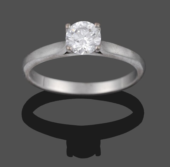 An 18 Carat White Gold Diamond Solitaire Ring, the round brilliant cut diamond in a claw setting to