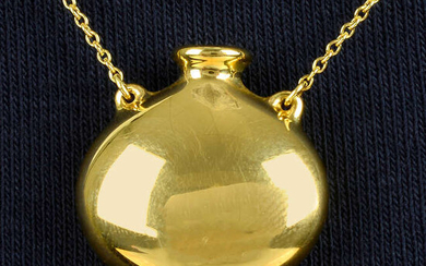 An 18ct gold 'Round Bottle' pendant on chain, by Elsa Peretti for Tiffany & Co.