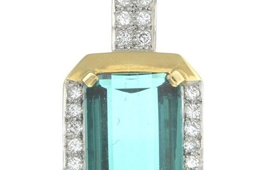 An 18ct gold bluish-green tourmaline and diamond
