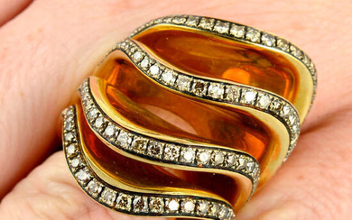 An 18ct gold brilliant-cut 'brown' diamond 'Onde' ring, by de Grisogono.