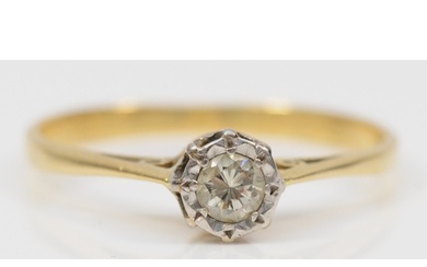 An 18ct gold single stone brilliant cut diamond ring, N, 1.7...