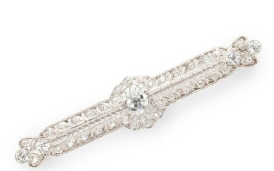 An Art Deco diamond and platinum bar brooch