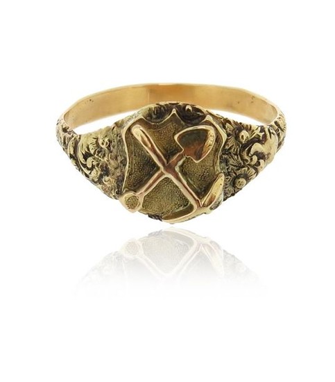 An Australian gold mining ring, centred with a...