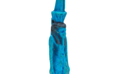 An Egyptian brilliant blue faience amulet of Nefertum