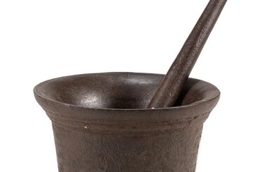 An English cast-iron pestle and mortar