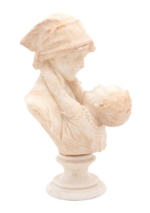 An Italian Alabaster Sculpture of Mother and Child