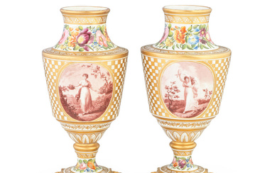 An important pair of Coalport vases by Thomas Baxter, dated...