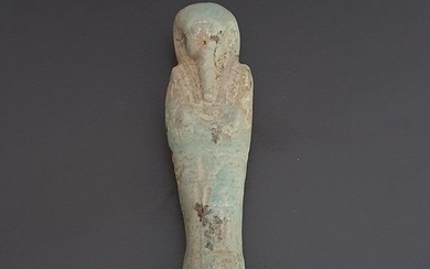 Ancient Egyptian Faience Shabti 350.a.C - (10.5×2.5×1.5 cm)