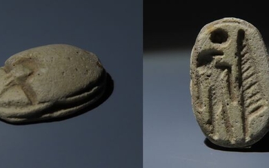 Ancient Egyptian Faience Third Intermediate Period. Amulet of a Scarab. 24 mm L.