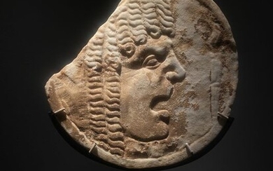 Ancient Roman Marble Important oscillum with Theatrical Mask. 24 cm Diameter.