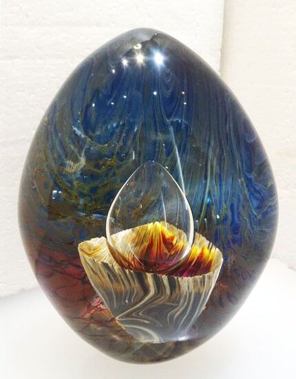 Andrea Tagliapietra - Calcedonio glass egg with submerged flower (45 cm) - Glass