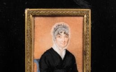 Anna Claypoole Peale (Pennsylvania, 1791-1878) Miniature Portrait of Woman in a Lacy Bonnet