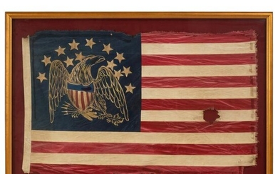Antique 13 Star 13 Stripe American Eagle USA Flag