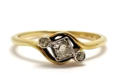 Antique 18ct / platinum diamond set crossover ring - size P ...