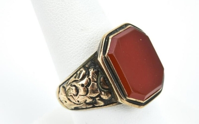 Antique 19th C 10KT Gold & Carnelian Ring