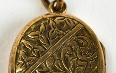 Antique 19th C English Gold Top Locket Necklace