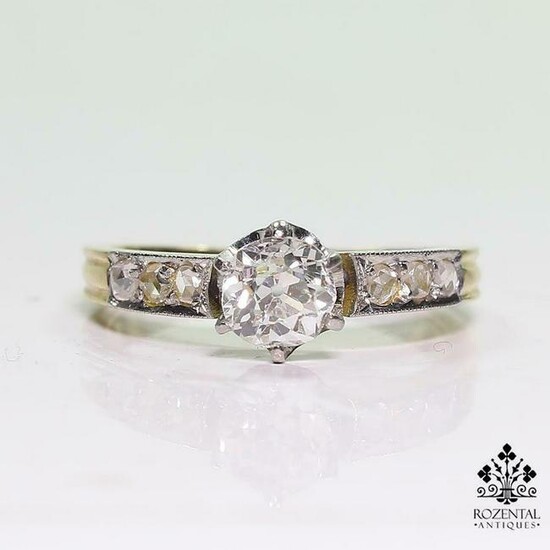 Antique Art Deco 18K Gold 1ct. Diamond Engagement Ring