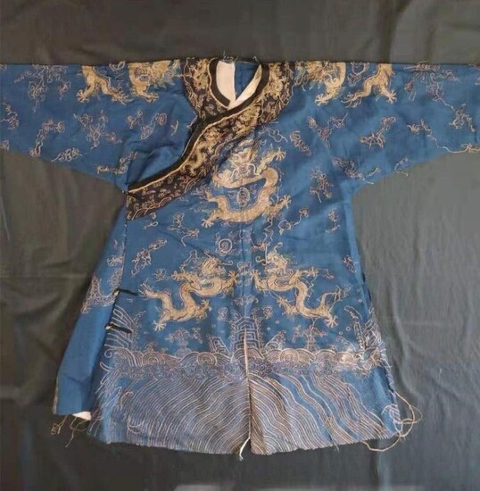 Antique Embroidered Silk Chinese Robe