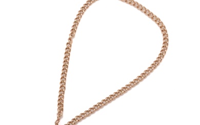 Antique Rose Gold 9ct Fob and Curb Chain in Good Condition. Stamped PB. Weight 31.61gm, L:38cm