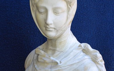 Antonio Frilli (1860-1902) - Bust, Beatrice, musa e ispiratrice del poeta Dante Alighieri - 58 cm - Alabaster