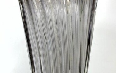 Art Glass Trumpet form Ribbed Footed Vase. Murano art