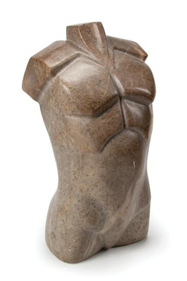 Art Moderne-Style Carved Marble Male Torso