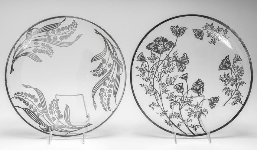 Art Nouveau Style Silver Overlay Platters, 2