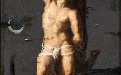 Artista veneto, inizio XVII secolo () Il martirio di San Sebastiano Olio su...