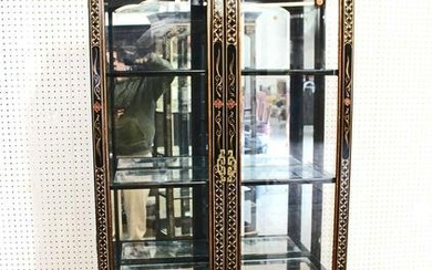 Asian decorated 2 door display case in the manner of Drexel