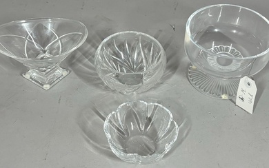 Assembled Lot of Four Glass Candy Dishes Including Lalique and Baccarat