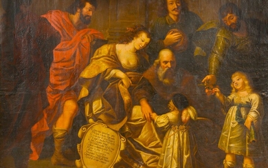 Attribué à Jan de HERDT (1620 – 1690) Portrait de famille à devinette Toile 159...