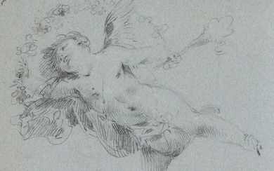 Attribué à NOVELLI Pietro Antonio (Venise 1729 - 1804) Putto volant tenant une couronne de...