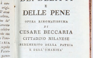BECCARIA (Cesare) - Dei delitti e delle pene - Milano ; Zeno ; Anno VI...