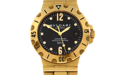 BULGARI - an 18ct yellow gold Diagono Scuba bracelet watch, 38mm.