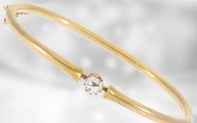 Bangle: golden antique bangle with diamond rose, 14K...