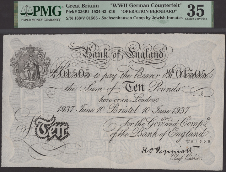 Bank of England, Kenneth O. Peppiatt, Operation Bernhard, £10, Bristol, 10 June...
