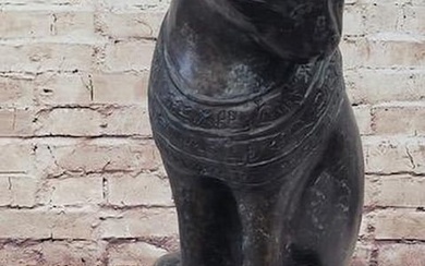 Bastet Cat Feline Egyptian Goddess Bronze Metal Statue Sculpture 19" x 13"