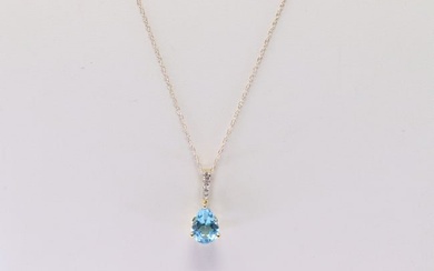 Blue Topaz & Diamond Pendant / Necklace