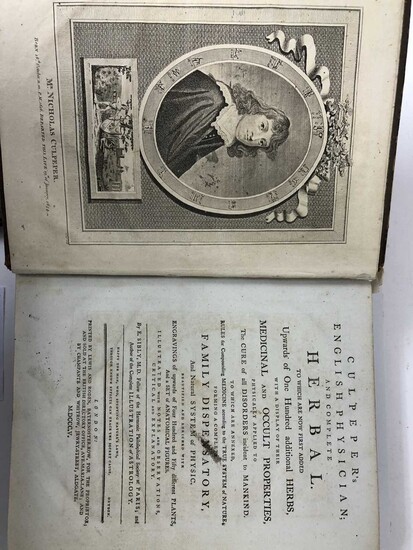 Books - Culpeper's English Physician; and complete Herbal, printed by Lewis and Roden 1805, leather bound, together with The History of the surprising Life and Adventures of Sir William Wallace, pr...